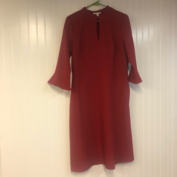 Prologue Red Women's 3/4 Bell Sleeve Dress Size 10 Button Neck - Picture 2 of 4